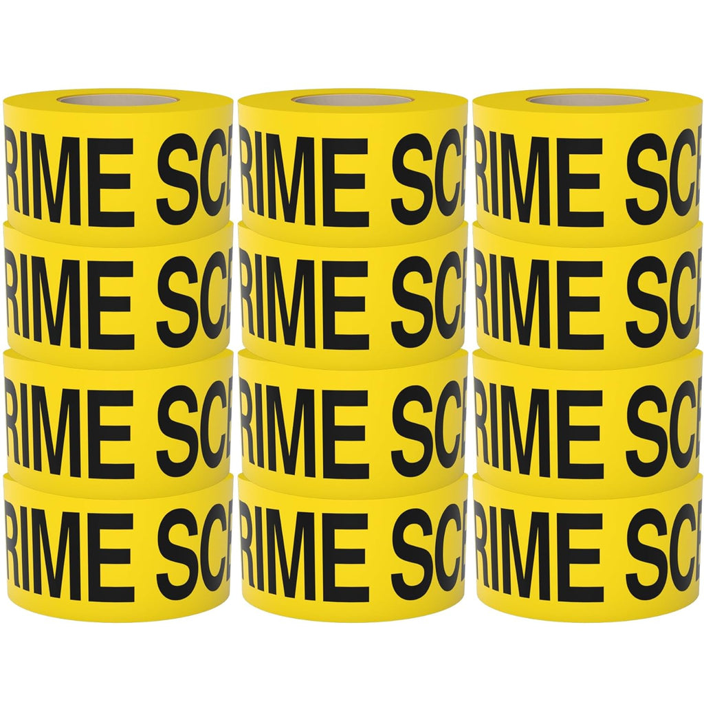 Crime Scene Do Not Cross Tape 12 Pack 3 inch x 1000 feet, Bright Yellow with a Bold Black Print for High Visibility • Tear Resistant Design