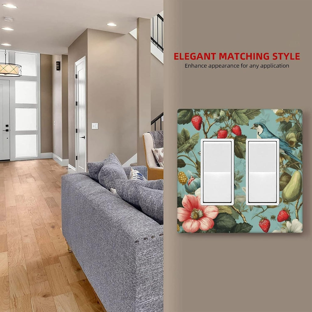 William Morris Flower 2 Gang Double Rocker Wall Plate Cover Decorative Light Switch Covers Electrical Faceplate Switch Plates for Bathroom Kitchen Home