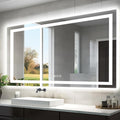 55"x30" LED Bathroom Mirrors for Wall, Front and Backlit Mirror, Anti-Fog Vanity Mirror with Lights, Stepless 3 Colors Dimmable Lighted Mirror(Horizontal/Vertical)