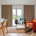 SmartWings Automatic Curtain Opener with Drapery, Motorized Vertical Blinds with Remote, Electric Closet Doors Sliding Panels Compatible with Alexa Google Homekit, 93% Blackout Brown Orange