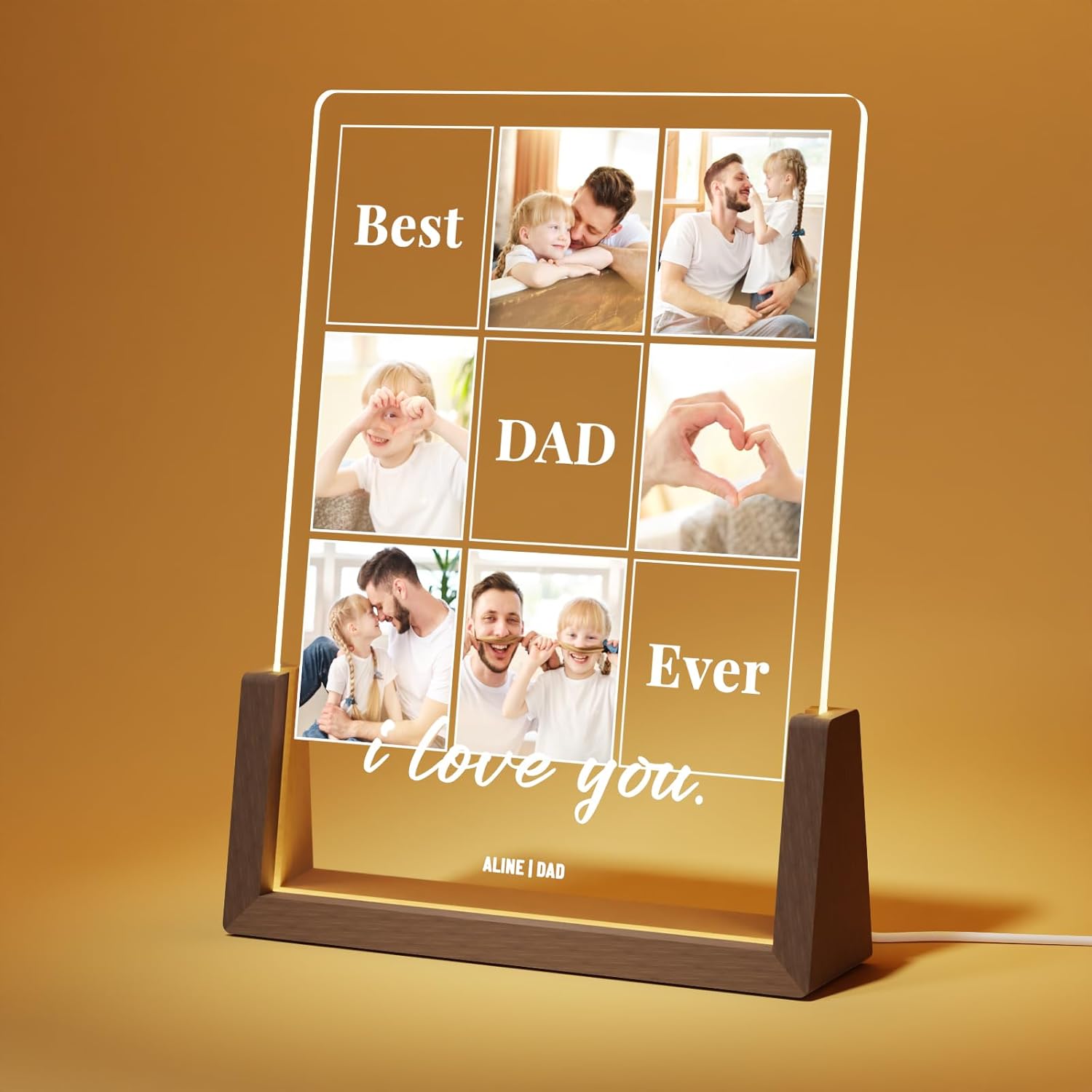 Personalized Dad Gifts for Fathers Day, Custom Fathers Day Gift from Daughter Son Kids, Customized Dad Gifts for Husband from Wife, Unique Best Dad Picture Frame with Your Photos