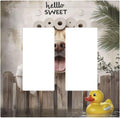 Funny Dog Rustic Farmhouse Wooden Fence Labrador Decorative Outlet Covers 2 Gang Double Gfci Rocker Electrical Wall Panels Light Switch Cover Plate For Kids Room Bathroom Decor