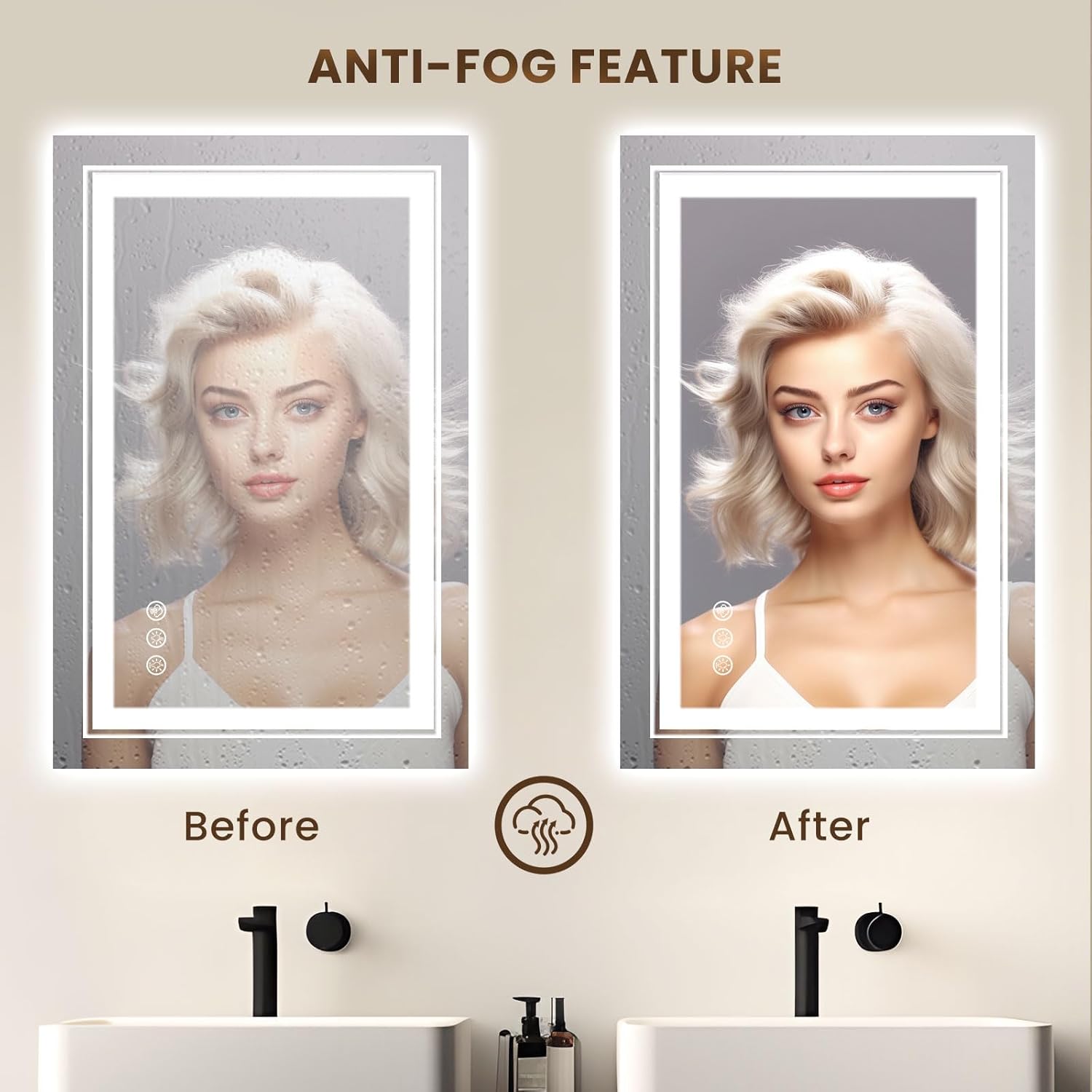 WTTY RGB LED Bathroom Mirror 28"x36" with Backlit and 3 Front Light,Stepless Dimmable LED Mirror for Bathroom,Lighted Bathroom Vanity Mirror for Wall,Anti-Fog,Memory Function,Shatter-Proof
