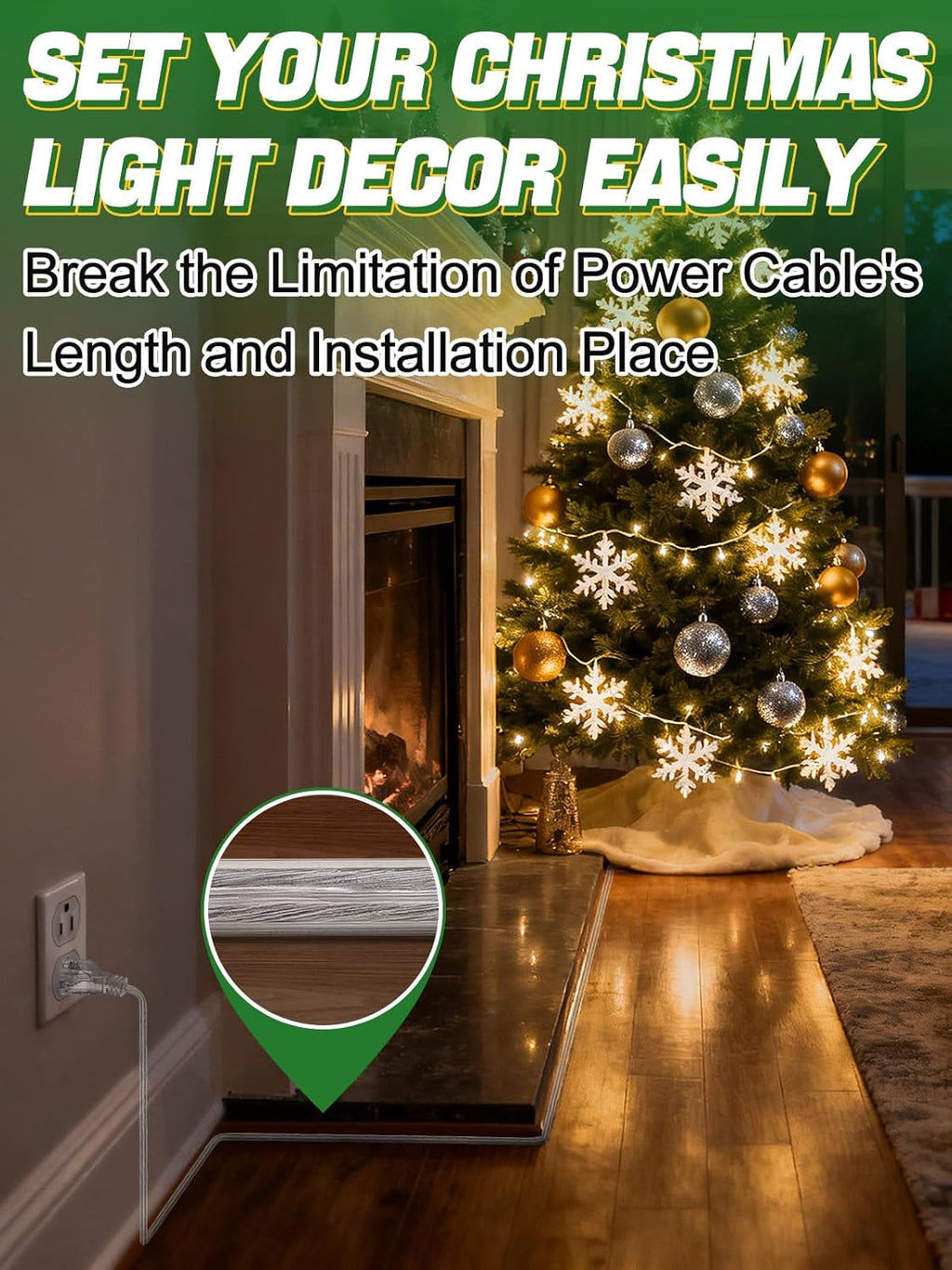 6ft Clear Extension Cord - Male to Female Invisible Indoor Thin 3 Prong Power Cable for Christmas Light Extension Cord, UL-Certified (2 x 18 AWG 250V 6A)