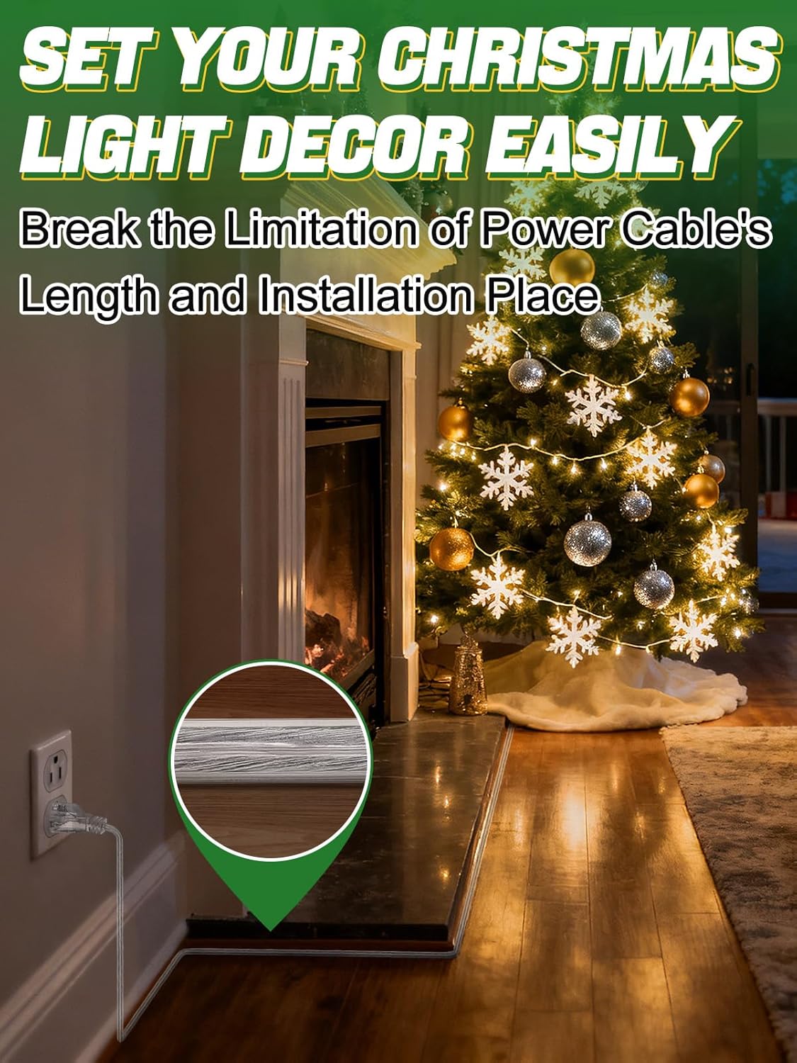 6ft Clear Extension Cord - Male to Female Invisible Indoor Thin 3 Prong Power Cable for Christmas Light Extension Cord, UL-Certified (2 x 18 AWG 250V 6A)