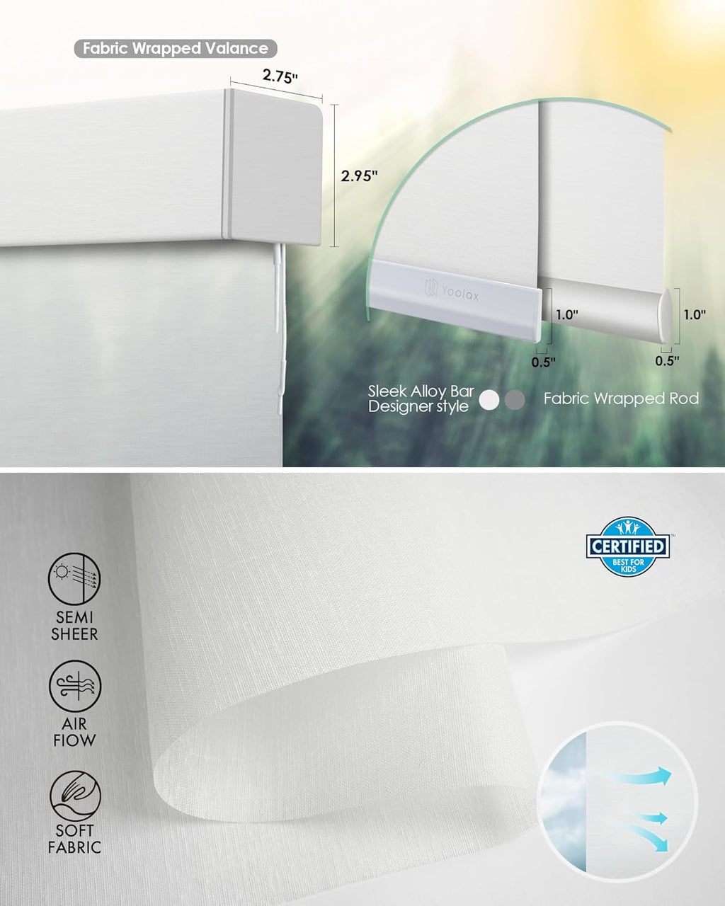 Yoolax Motorized Blinds with Remote, Light Filtering Smart Blinds Compatible with Alexa Google Home, Automatic Roller Shades for Indoor Windows Living Room, Custom Size (Semi Sheer Starlight White)
