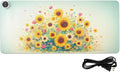 Large Heated Mouse Pad,Leather Desk Mat,31.5"x13",Hand Warmer Pads for Desk,Sunflower(Yellow)