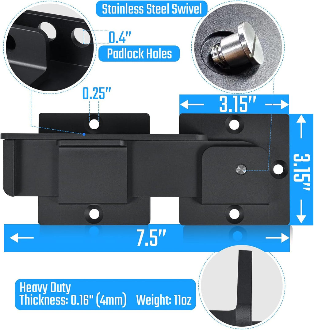 7.5" Flip Gate Latch Lock with Padlock Hole, 4mm Heavy Duty Aluminum Alloy Adjustable Door Latch for Sliding and Swing Open Door, Outdoor Gate, Wooden Fence, Barn Door, Shed, Garage, Yard