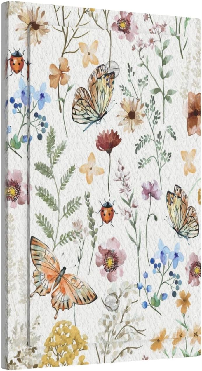 Decorative Light Switch Plate Covers Boho White Butterfly Rustic Flower 1 Gang No Device Single Blank Outlet Covers Wall Plate Light Switch Cover Plate Faceplate for Bedroom Home Decor