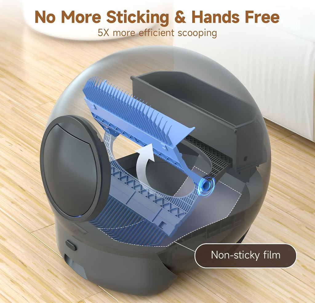 Upgraded Self Cleaning Litter Box, KungFuPet S2 Automatic Cat Litter Box Self Cleaning for Multi Cats, Extra Large Automatic Litter with Safety Protection, Odor Removal, APP Control Self Clean Robot