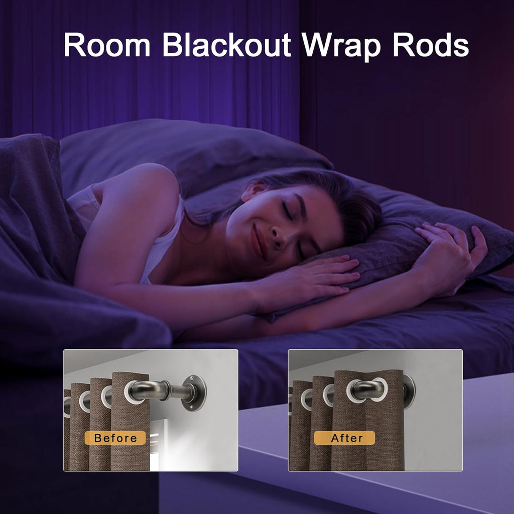 Industrial Curtain Rods 18 to 88 in,Wrap Around Rods, Adjustable Curtain Pole,1 in Diameter Pipe Wall or Ceiling Mounted,for Living Room(Antique Nickel 18” to 88”)
