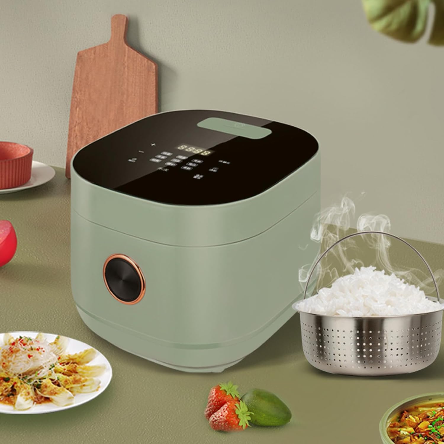 Rice Cooker and Steamer, Cooker, 5L Large Capacity/Fast Cooking/Non-Stick Coating, Smart Small for Home Use