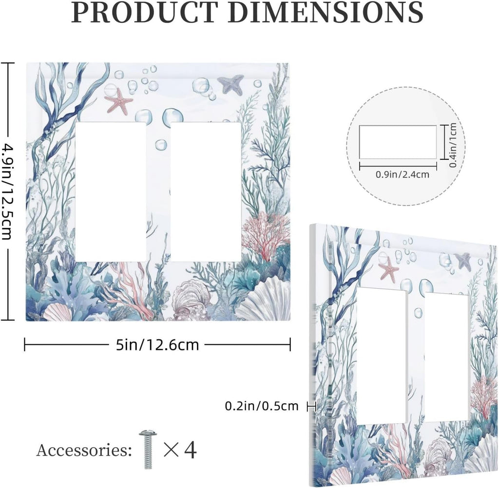 Decorative Outlet Covers Ocean Coral Seahorse Seashell Starfish 2 Gang Double Gfci Rocker Electrical Wall Panels Light Switch Cover Plate For Bathroom Home Decor