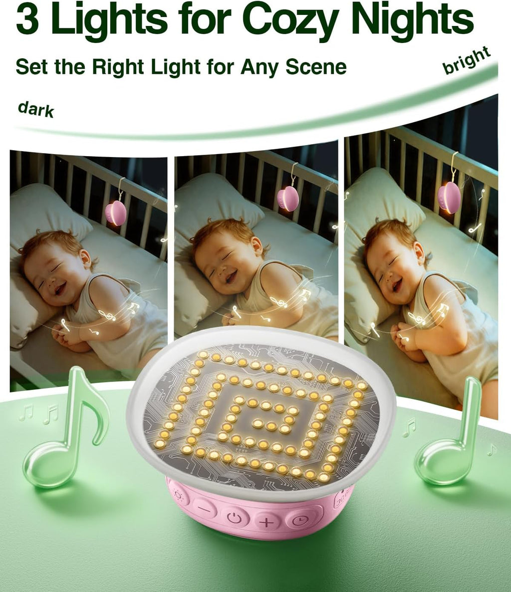 Portable White Noise Sound Machine for Baby Adults, 20 Soothing Sound & 30-Level Volume, 48H Runtime with 30/60/90min Timer, Memory Recall, Soft Night Light for Sleep, Home, Travel, Easy to Pocket