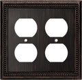 Henne Bery Sunken Pearls Decorative Wall Plate Switch Plate Outlet Cover (Double Duplex, Aged Bronze)