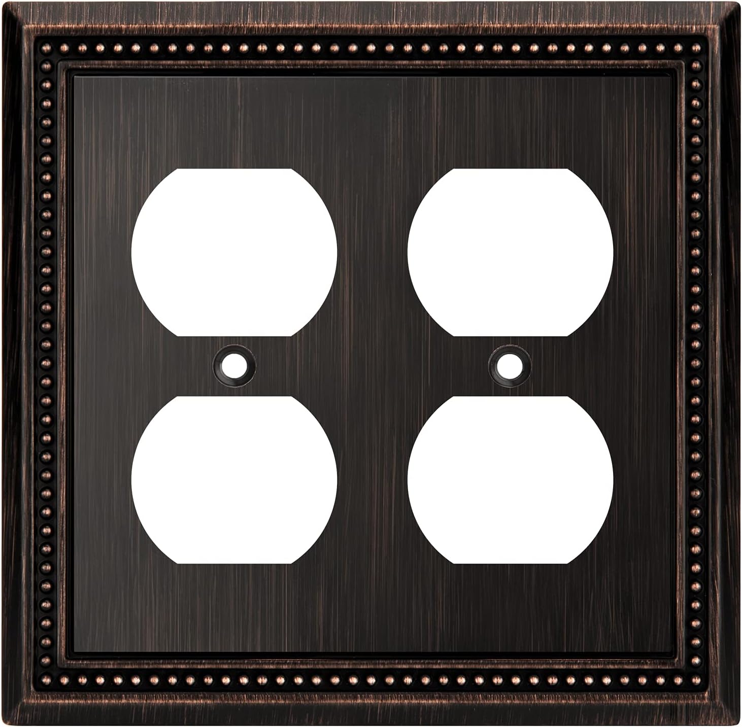 Henne Bery Sunken Pearls Decorative Wall Plate Switch Plate Outlet Cover (Double Duplex, Aged Bronze)