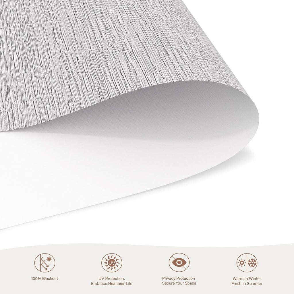 Motorized Roller Blinds with Remote, 100% Blackout Automatic Roller Shades for Bedroom, Bathroom, and Living Room, Customized Size, Fine Texture Gray