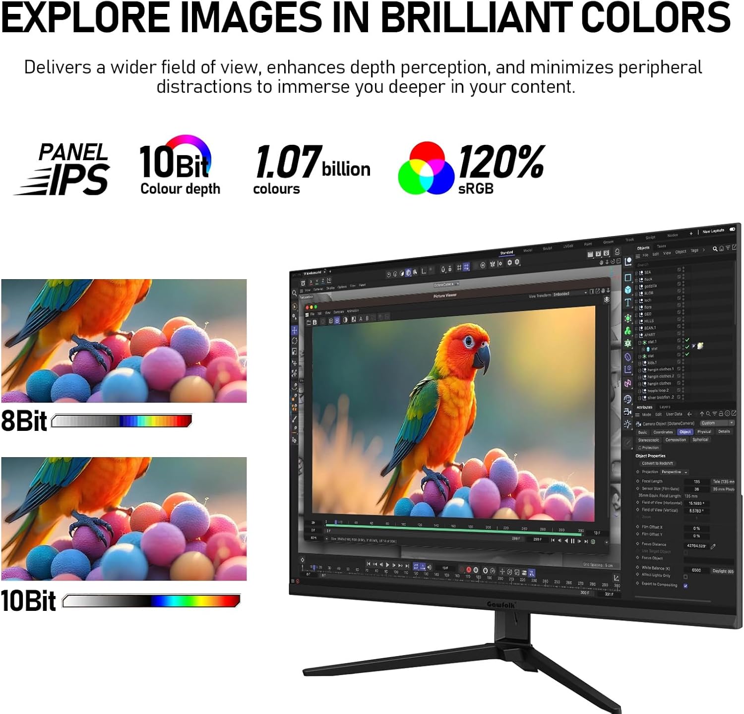 Gawfolk 28 Inch 4K Monitor IPS 60Hz, UHD (3840x2560p) PC Screen Built-in Speakers, Ultra HD Computer Dispaly for Home & Office, Support HDMI & DP, 3:2, 10Bit, 1.07 Billion Colours