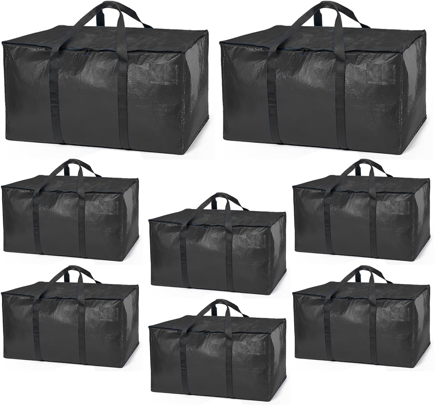 ClearSpace Heavy Duty Moving Bags or Storage Bags – Black Storage Bins with Lids, Large Moving Boxes with Backpack Straps & Zippers,– Packing Box & Moving Supplies for College Dorm, 8 Pack