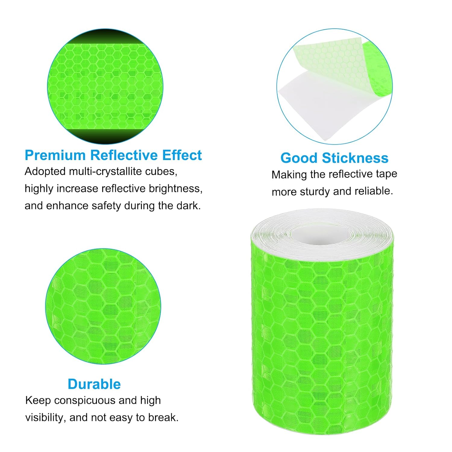 PATIKIL 2 Inch x 10 ft Reflective Tape, 1 Roll Waterproof Self Adhesive High Visibility Caution Warning Safety Tape Reflector with Scraper for Trucks Trailers Cars, Green