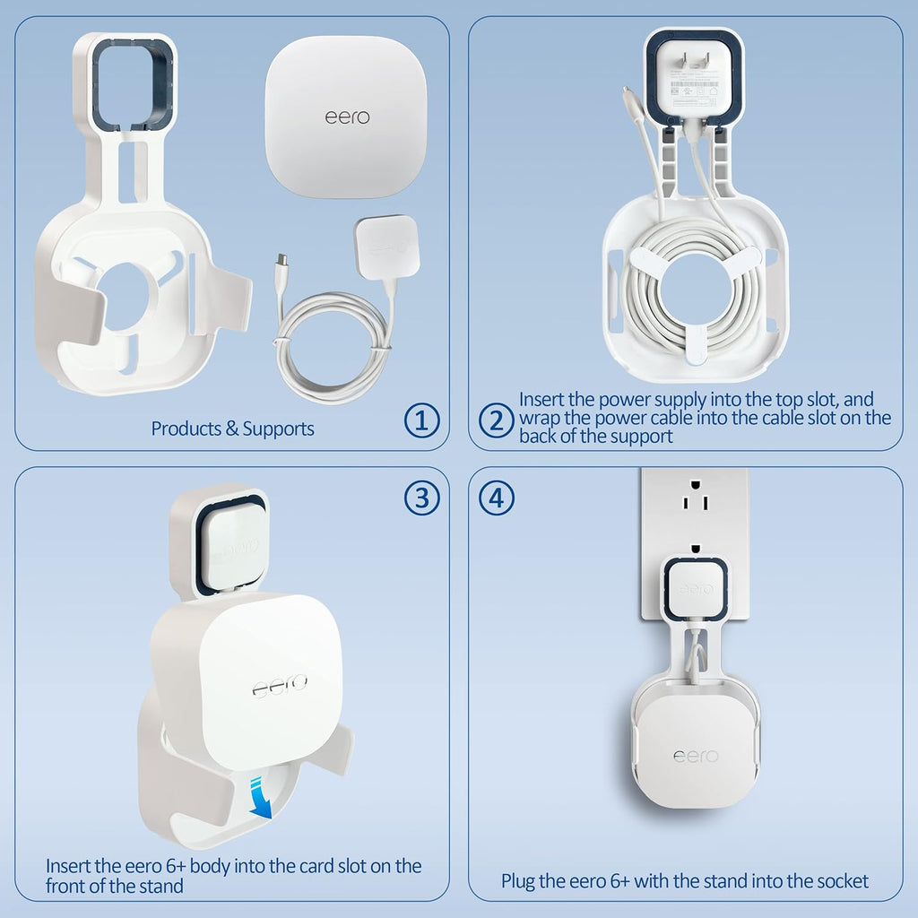 Wall Mount Holder for EERO 6+ Mesh WiFi System, Space Saving Outlet Wall Mount Bracket for EERO 6+ Router with Cord Management and Easily Moved(2 Pack)