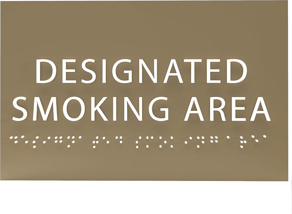 6" X4" Designated Smoking Area Sign - ADA Compliant Tactile Graphics Grade 2 Braille Text | Smoking Permitted Wall Signs for Offices, Private Businesses, Schools, and Restaurants