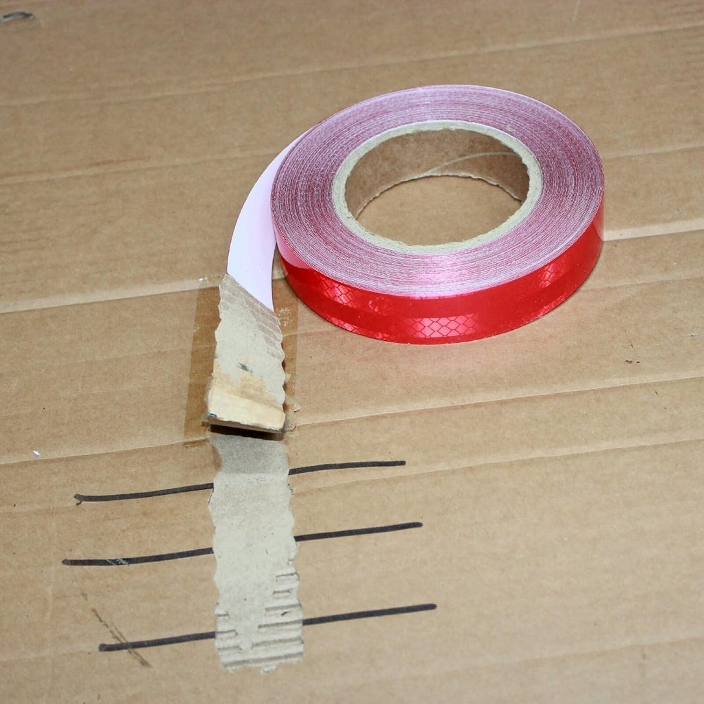 Non Fading Red Reflective Tape Outdoor Waterproof 1 inch Wide, High Visibility Warning Industrial Marking Tape, Safety Stickers (168 feet)