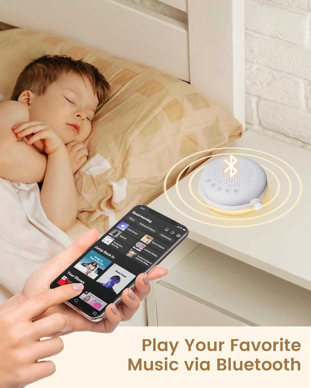 Glocusent 3-in-1 Portable Baby Sound Machine, White Noise Machine for Sleeping, Night Light & Phone Connected Speaker 34 Sounds Timing Function 1000mAh Large Battery Designed for Travel