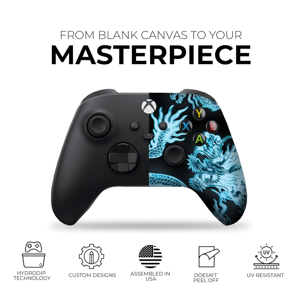 DreamController Neon Dragonns Custom X-box Controller Wireless compatible with X-box One/Series X/S Proudly Customized in USA I Permanent HYDRODIP Print(NOT JUST A SKIN)(MODDED)