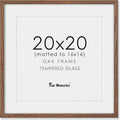 20x20 Picture Frame, Solid Oak Wood 20 by 20 Frame, Square Picture Frame 20 x 20 with mat for 16 x 16, 20x20 Wood Frame for Home Decor, 20 x 20 Poster Frame, Tempered Glass, Walnut Color, 1 Pack