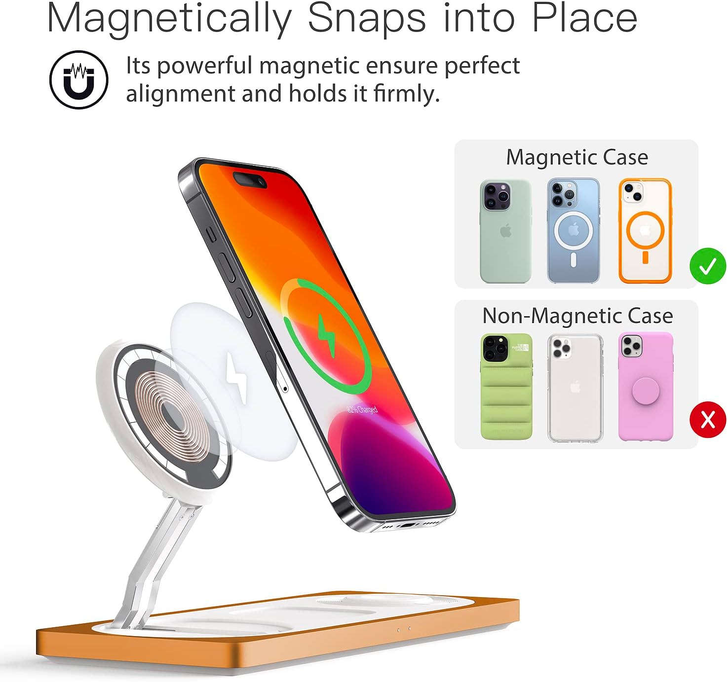 3-in-1 Charging Station for Apple Devices: Used for iPhone and Watch Charging Station with Magsafe Charger Stand, Wireless Charger for iPhone 17 Air 16 15 14 13 Series, Apple Watch Ultra, AirPods Pro