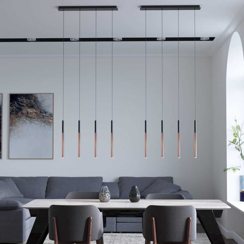 ALTAIR 4 Mini Pendant Lighting Black-Copper - LED Hanging Light Fixture for Kitchen Island, Bar, Foyer - Cluster Pendants - Dimmable, Adjustable Wire, Lamp Bulb Included