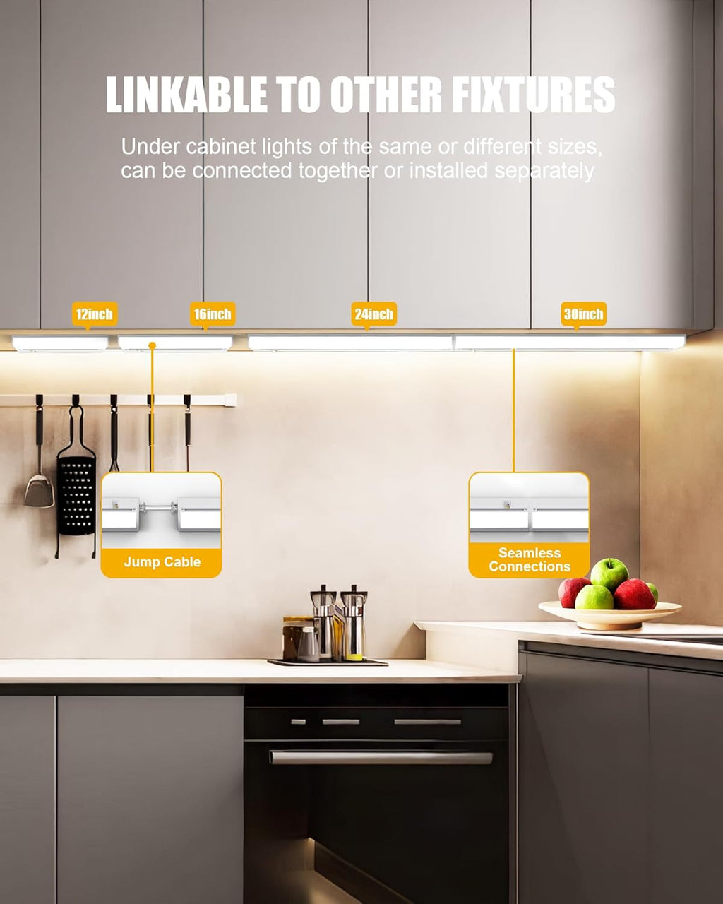 12 Inch Hardwired Under Cabinet Lighting, 3 Color Setting Dimmable LED Under Cabinet Lights Wired, 700LM Linkable Under Counter Lights for Kitchen, 8W, CRI>97