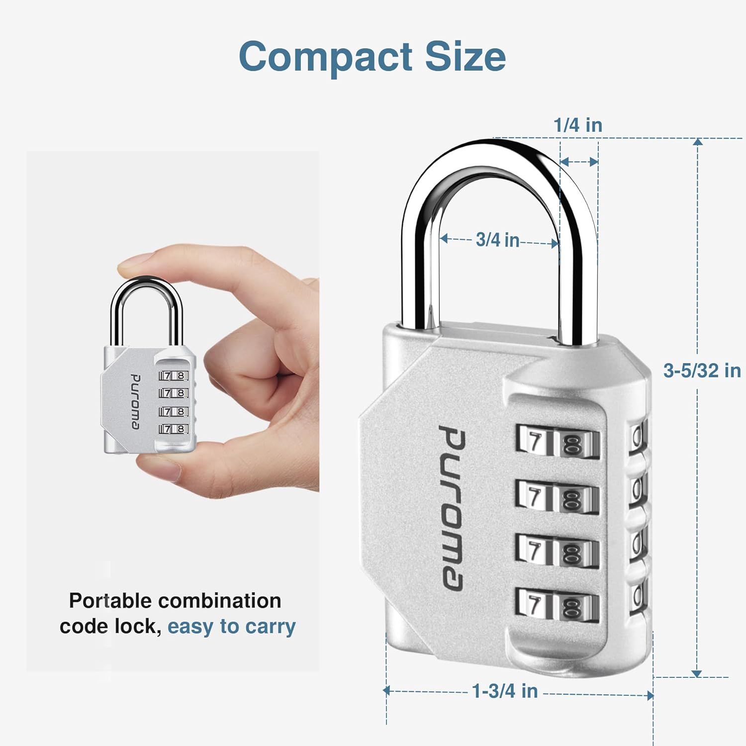 Puroma 2 Pack Combination Lock for Locker 4 Digit Outdoor Waterproof Padlock for School, Gym, Sports, Fence, Toolbox, Gate, Case, Outdoor, Hasp Storage (Silver & Black)