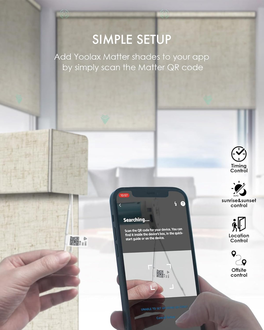 Yoolax Smart Blinds, Motorized Matter Roller Shades Light Filtering Automatic Blinds for Windows Motorized Shades Compatible with Alexa, Google Home, Homekit(Half Shading Linen Beige)