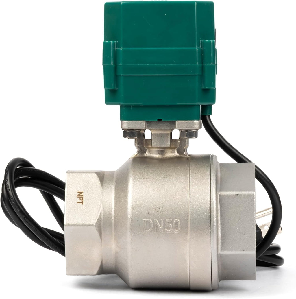 U.S. Solid 2" Motorized Ball Valve with US Plug 110VAC Stainless Steel Electrical Ball Valve,Auto Return, Normally Open