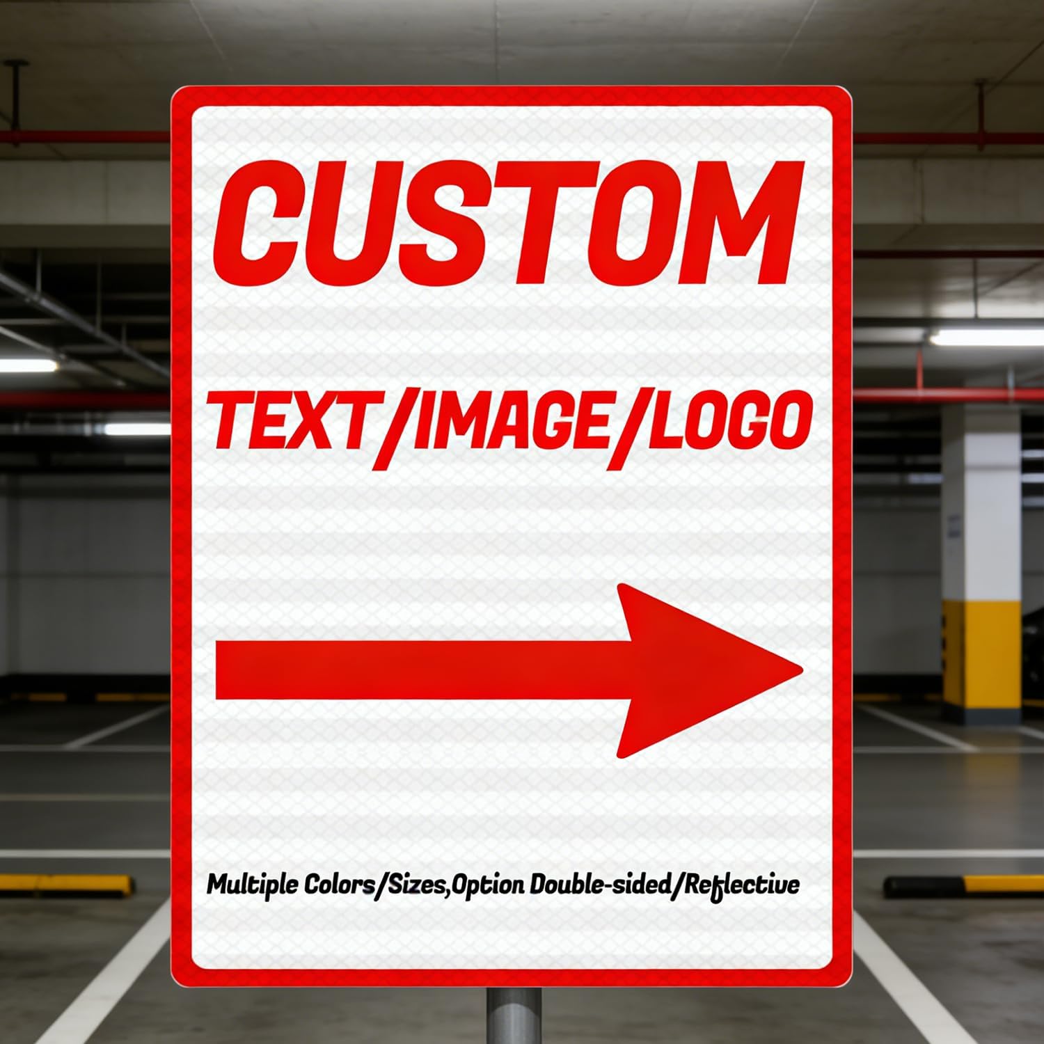 Custom metal outdoor signs, warning sign, custom vertical signs, arrow, multiple sizes/colors available, optional double-sided/reflective, for Business, Workplace, office, Home, road (vertical)