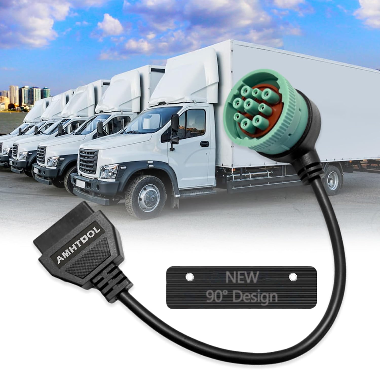 J1939 OBD2 Adapter Cable Fits Truck Diagnostic Scanner/Code Reader, 9 Pin to OBD2 16 Pin Connector, J1962-J1939 for Cummins Diesel Engine, Fit for Truck ELD and GPS Tracker
