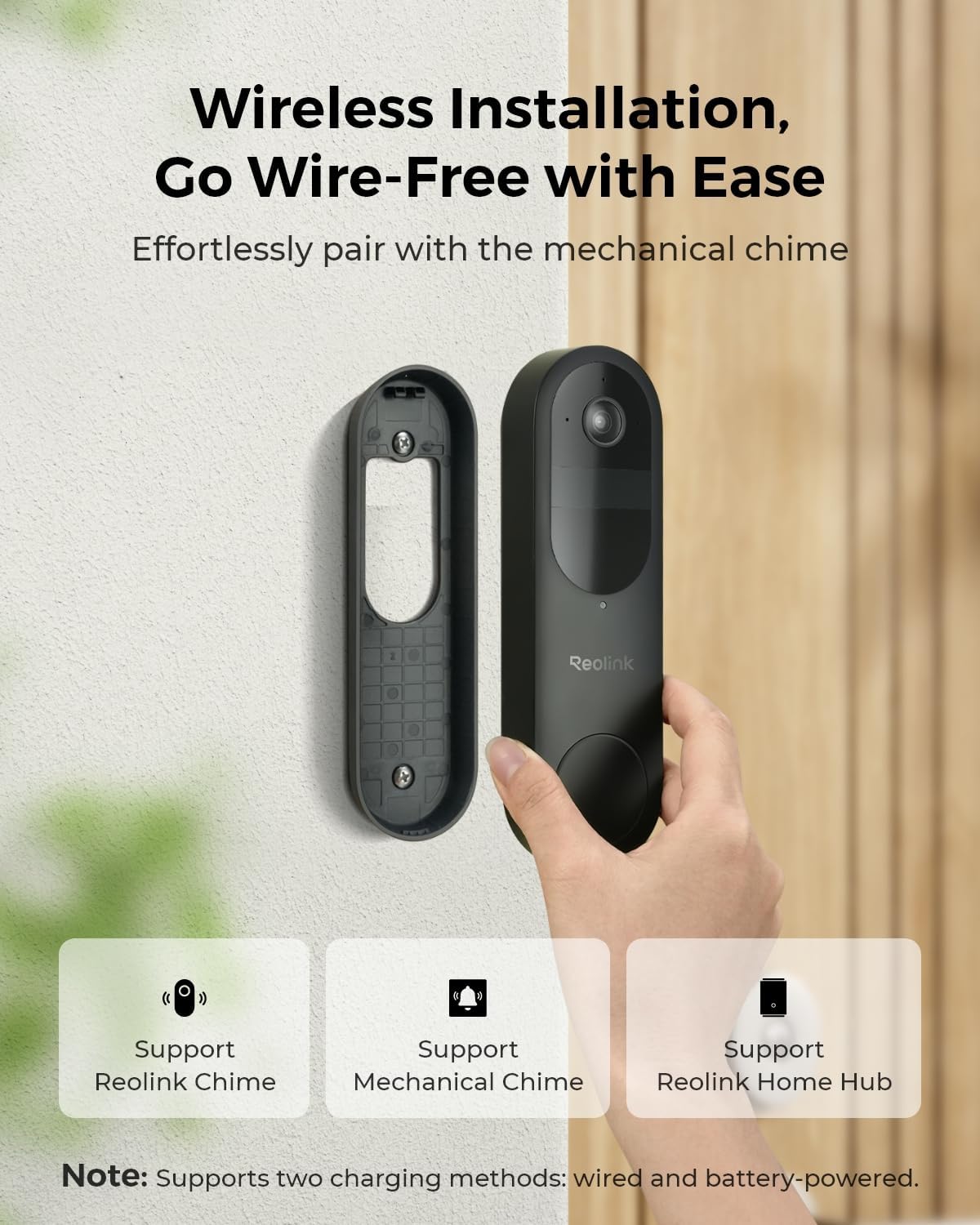 REOLINK Battery Doorbell Camera with 256GB microSD Card and Chime Bundle, 1:1 Head-to-Toe View, 2.4/5 GHz WiFi, Person/Vehicle/Package Detection, No Monthly Fees