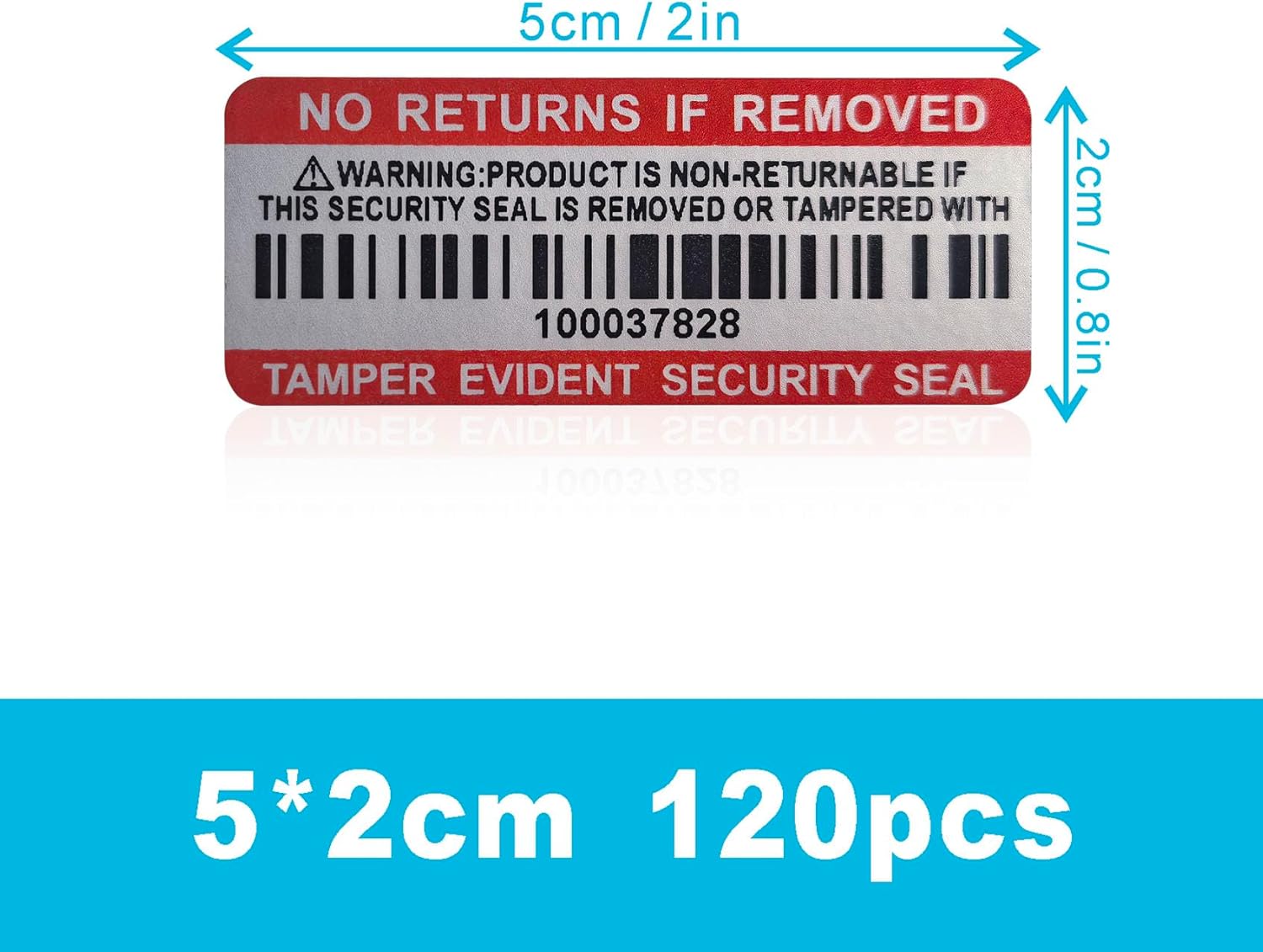 Tamper Evident Proof Barcode Stickers with Individual Serial Number Security Warranty Void Sticker,Sealing Label for Package(120pcs 2x0.8in Red Matte Silver)