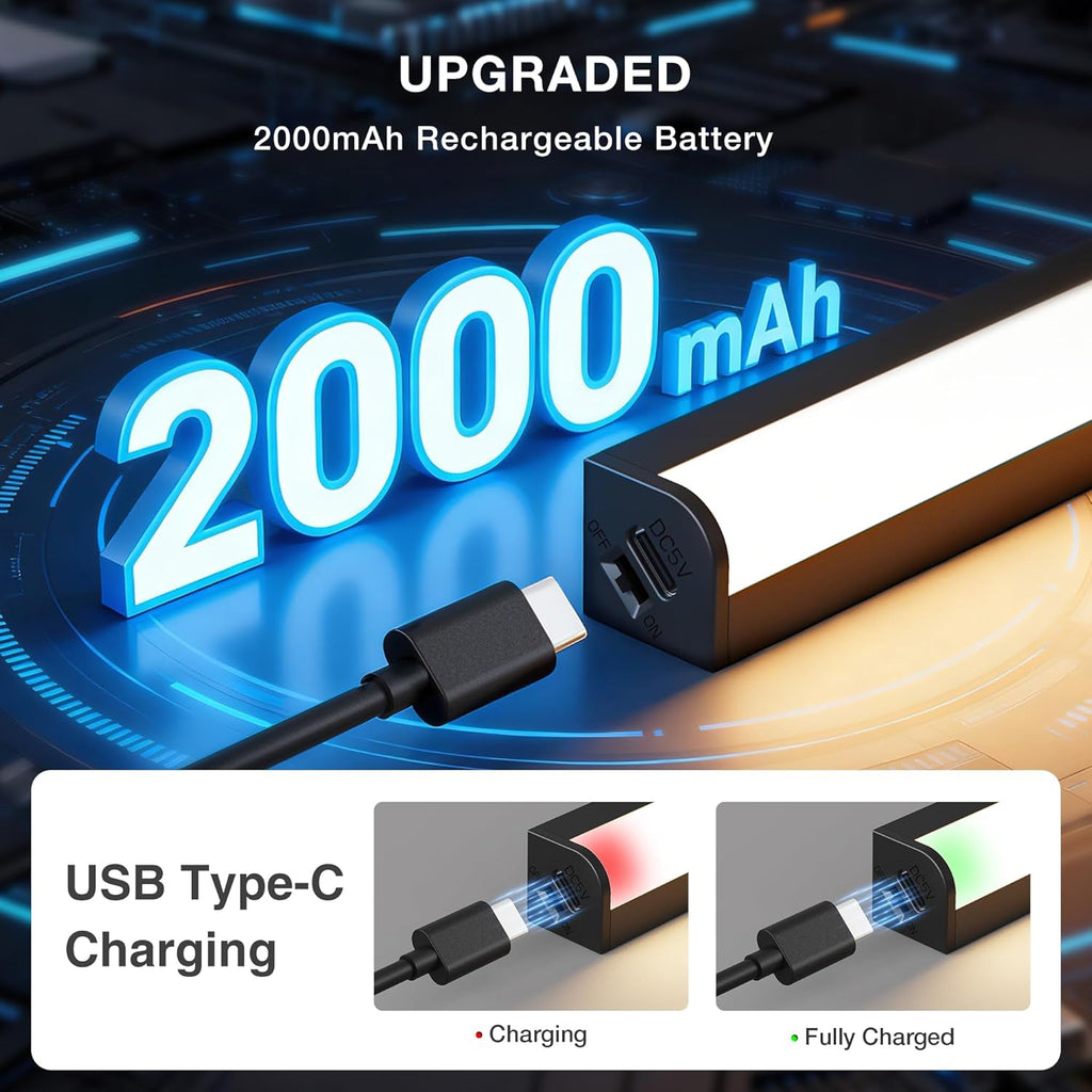 Under Cabinet Lights Remote Control, Magnetic Dimmable Closet Lights,USB Rechargeable Wireless LED Shop Light,Ceiling and Under Counter Lights for Kitchen (Black, 30CM-2 Pack)
