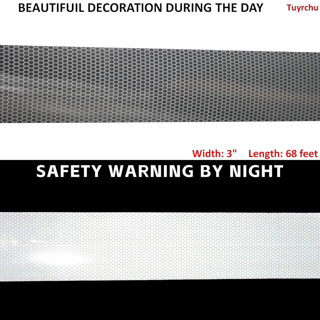 Non Fading Reflective Tape Silver Outdoor Waterproof 3 inch Wide, High Visibility Warning Industrial Marking Tape, Safety Stickers (68 feet)