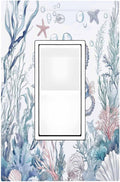 Decorative Outlet Covers Ocean Coral Seahorse Seashell Starfish 1 Gang Single Rocker Light Switch Cover Plate Wall Plates Gfci Faceplate For Bathroom Home Decor