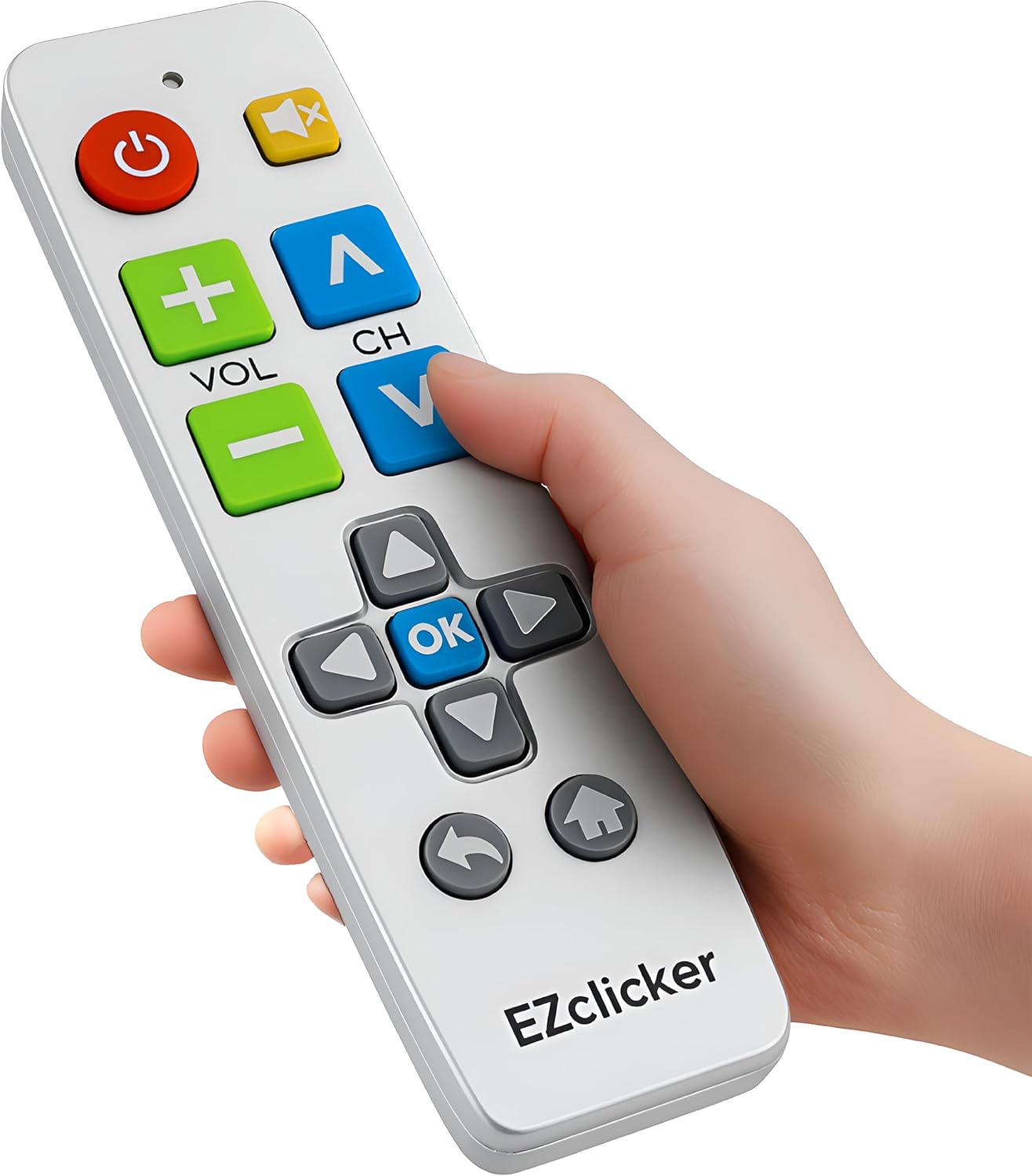 Big Button Universal TV Remote (Silver) Simple Easy to Use, Great for Seniors, Works with Major TV Brands (2xAAA Batteries Not Included)