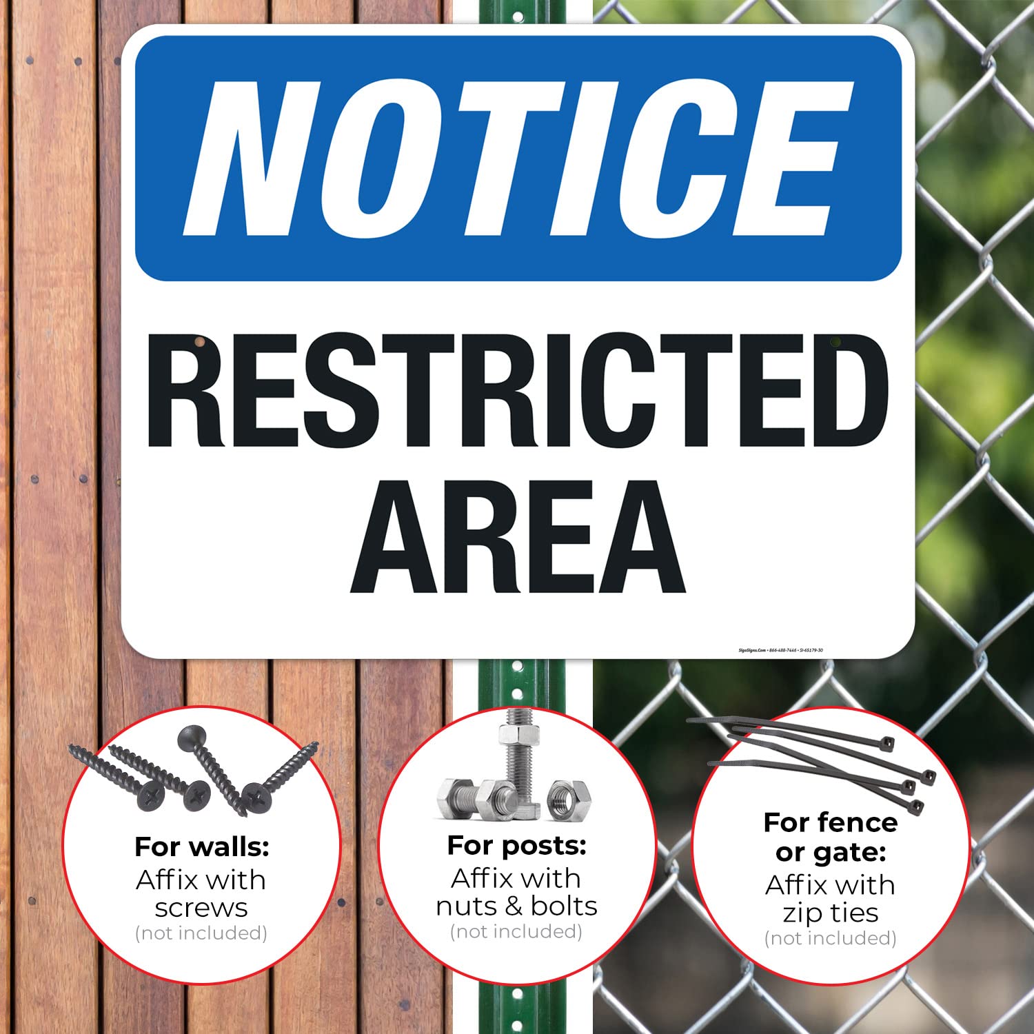 Notice Restricted Area Sign, 24x30 Inches, Rust Free .063 Aluminum, Fade Resistant, Made in USA