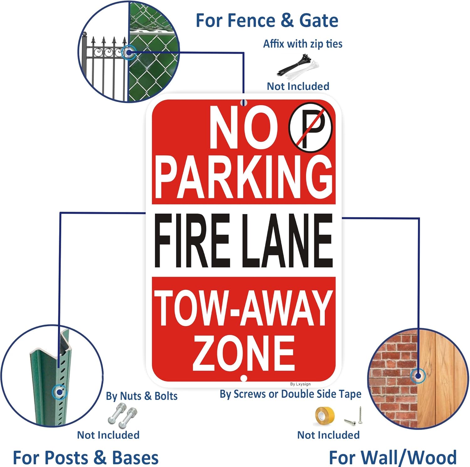 2 Pack No Parking - Fire Lane Sign | 12 x 18 Inches Reflective Sheeting Rust Free Aluminum, UV Protected, Weather/Fade Resistant, Indoor/Outdoors Use