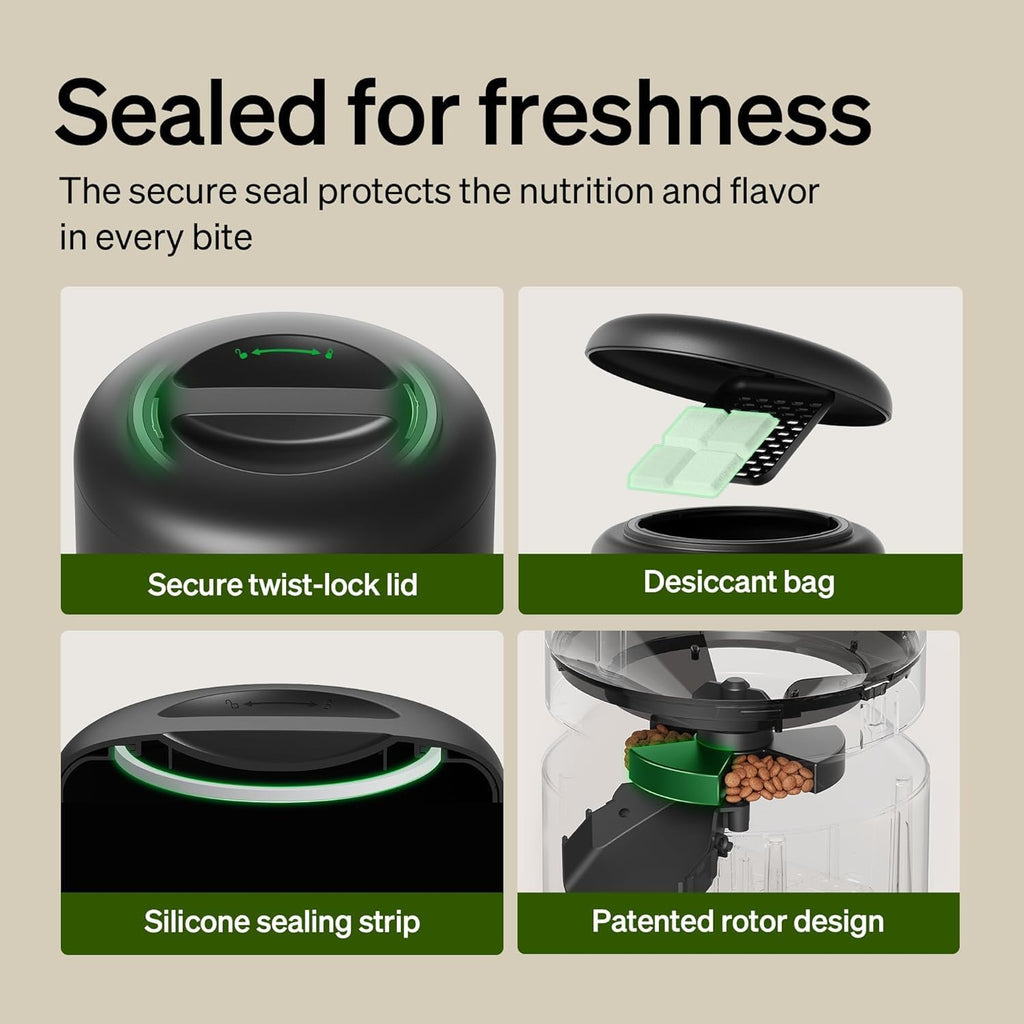 PETLIBRO Automatic Multiple Cats Feeder, 5G WiFi Automatic Dog Food Dispenser with Freshness Preservation for 2 Pets, 5L Timed Pet Feeder with Low Food Sensor, Up to 10 Meals Per Day, Granary Black