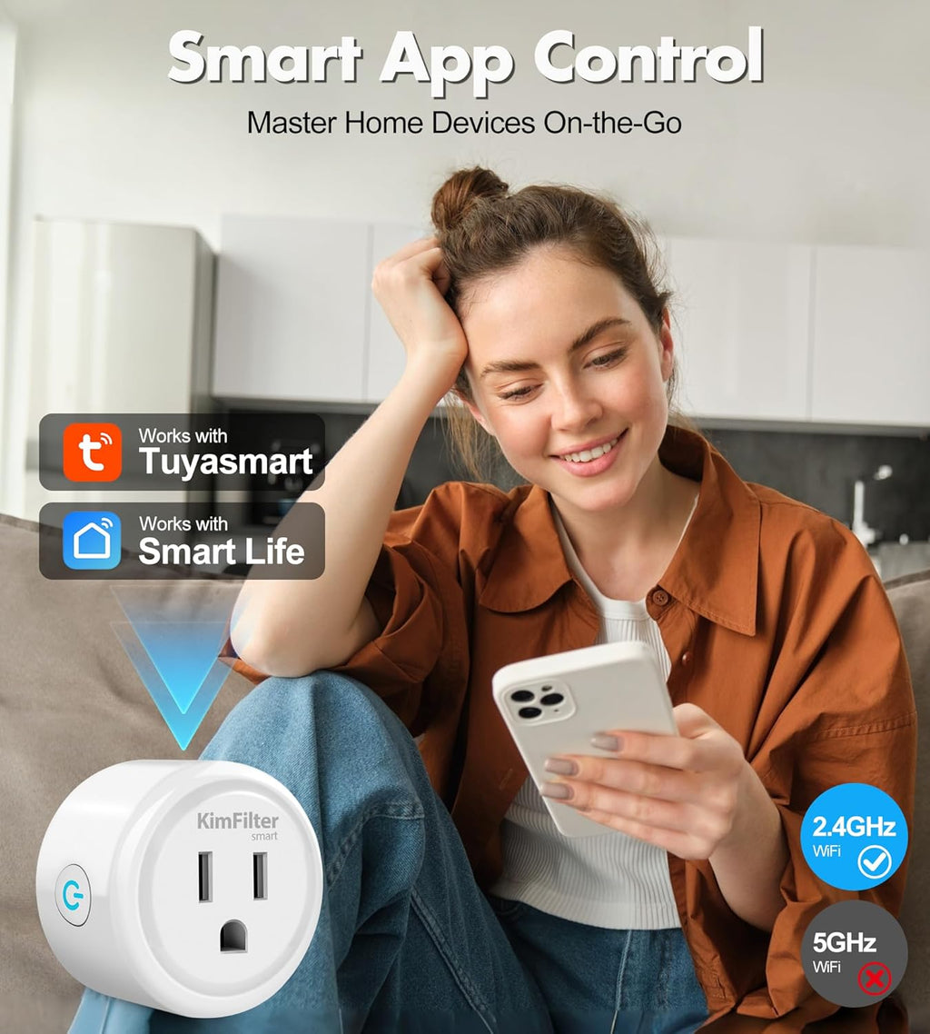 Mini Smart Plug, WiFi Socket Works with 2.4GHz Network Only, App Controlled Outlet with Timer & Group Controller for Home, FCC Certified Smart Life Plugs Supports Alexa & Google Home