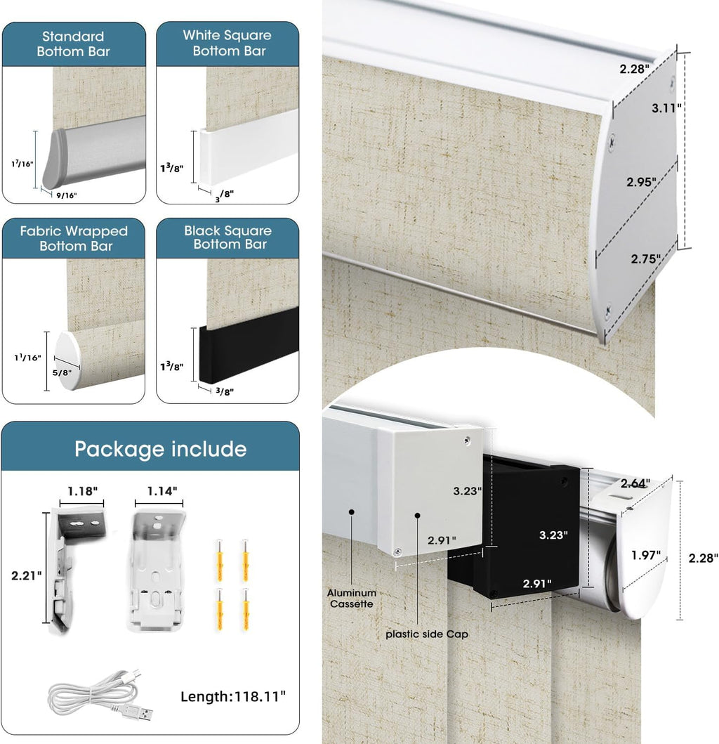 SmartWings Motorized 100% Blackout Shades Blinds, Custom Size, Cordless Window Shades with Rechargeable Battery, Work with Matter/Apple HomeKit, Alexa, Thread/Zigbee, Remote Optional, Linen Stone