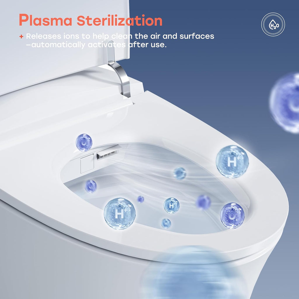 HOROW T33 Smart Toilet With Bidet Clean Water Washing, Plasma Air, ADA Compliant One Piece Toilet with Ultra-Powerful Flush, Heated Toilet Seat, Warm Dryer, Night Light, Deodorization